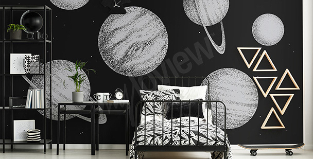 papier-peint-planete-en-noir-et-blanc-myloveview