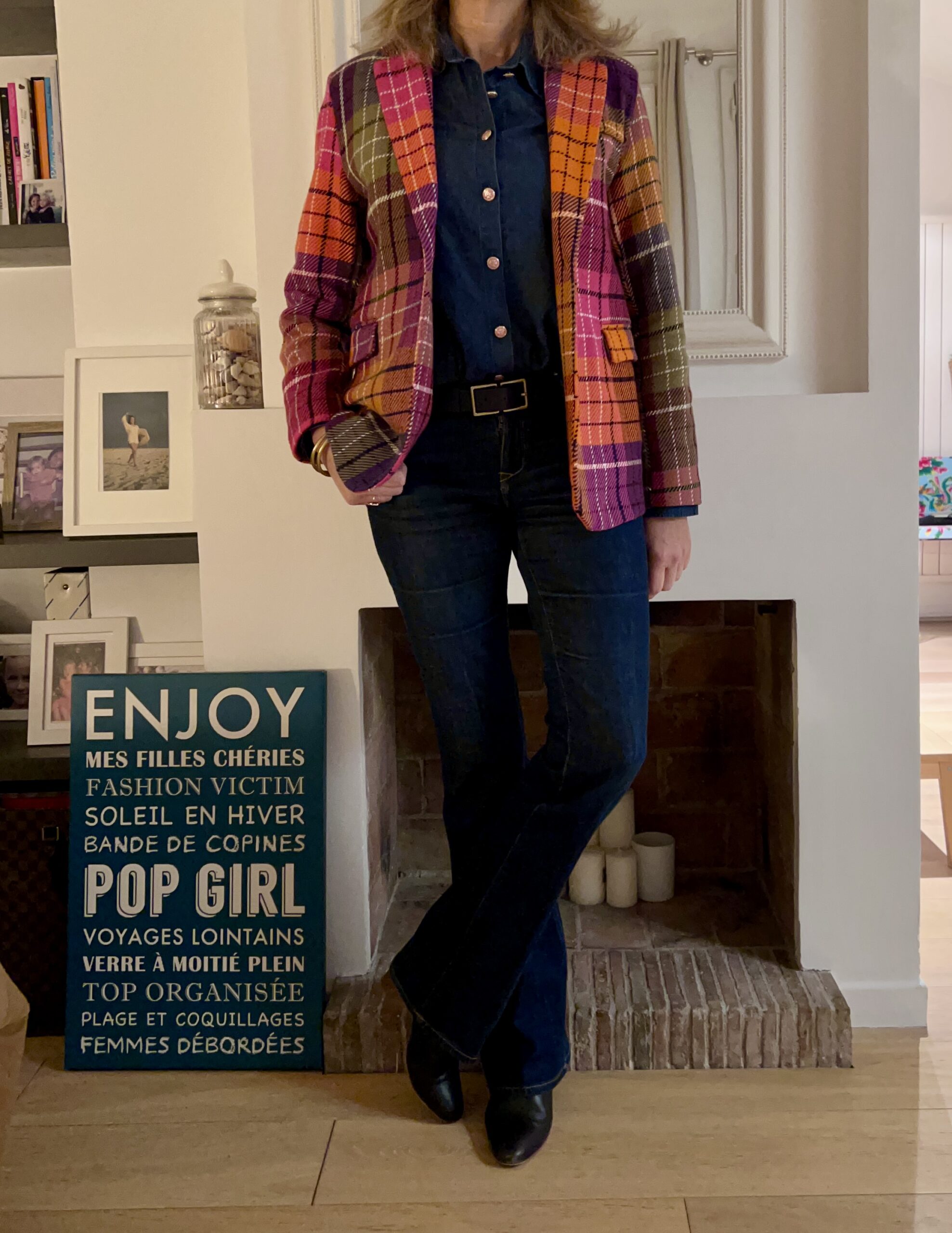 Veste à carreaux colorés - look Femmes Débordées