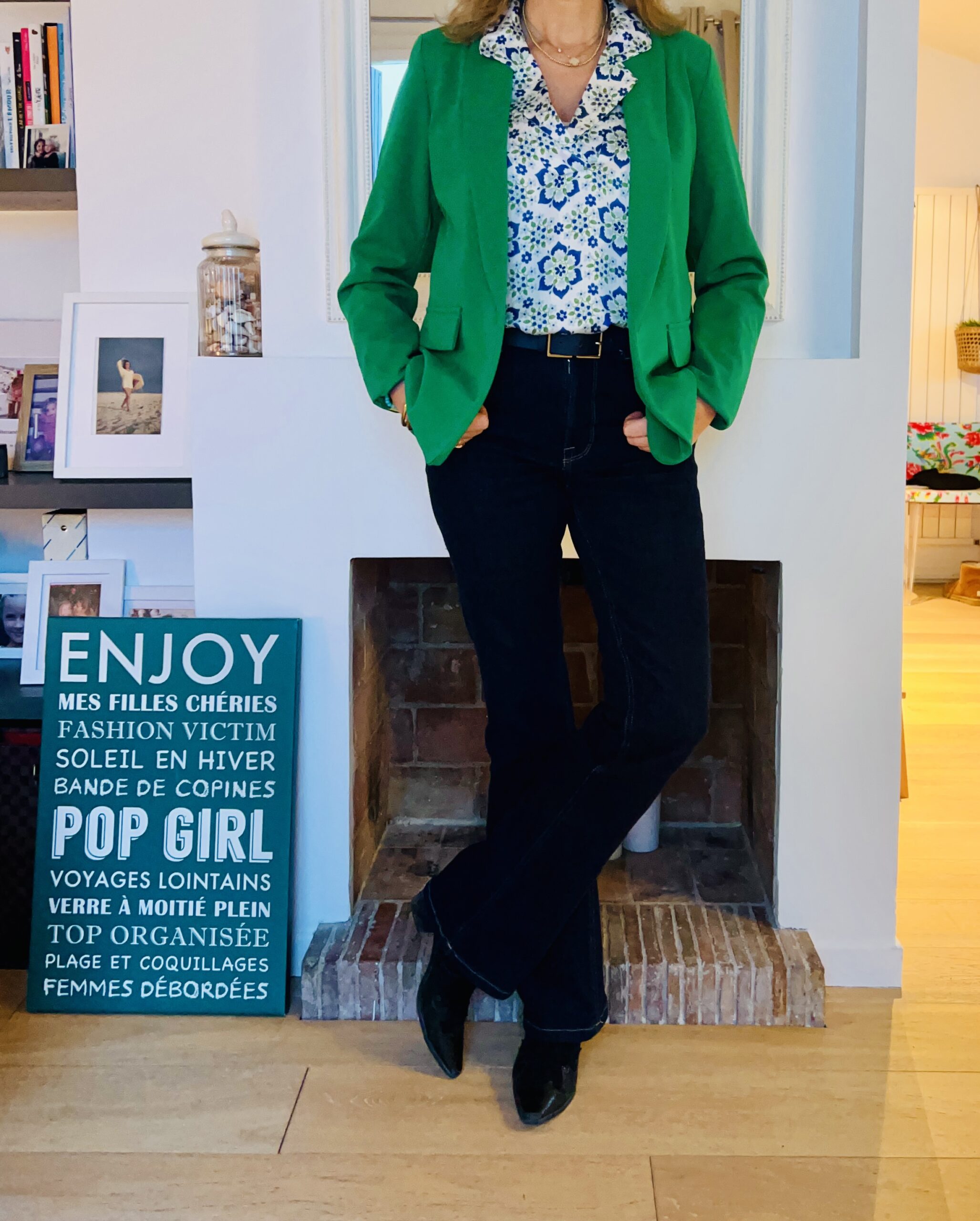 Veste verte - look Femmes Débordées