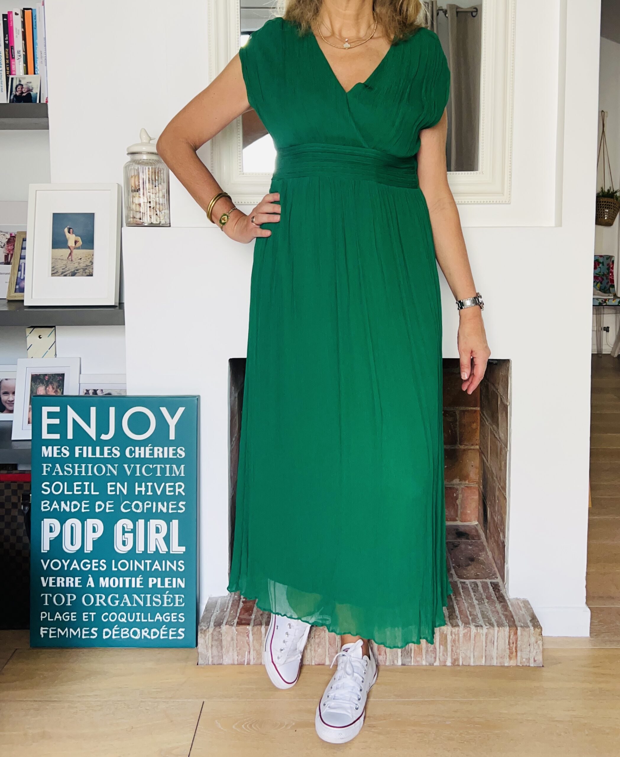 robe verte - look Femmes Débordées