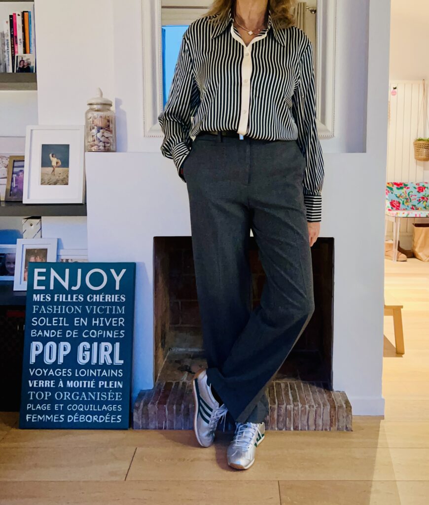 chemise rayures vertes - look Femmes Débordées