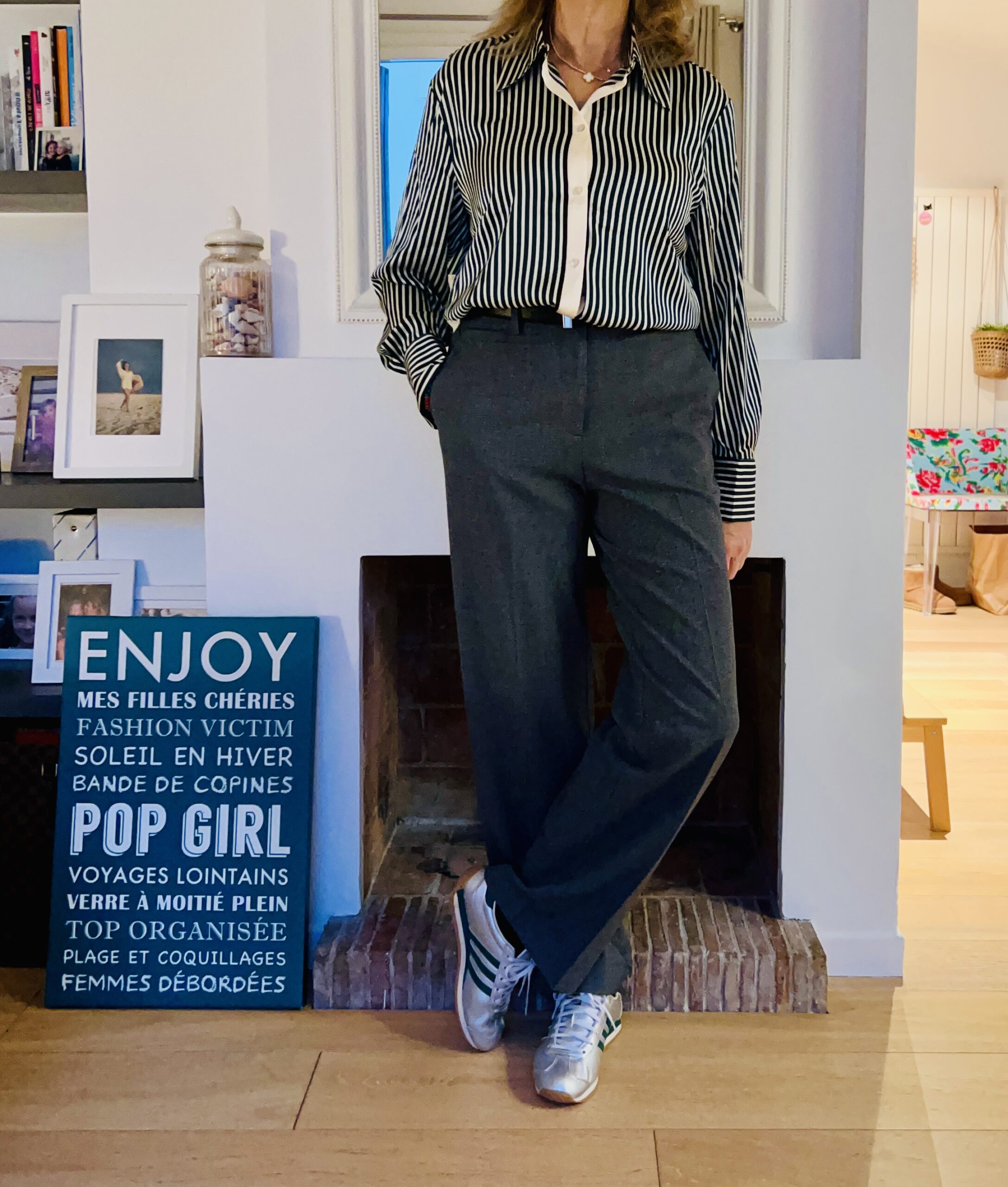 chemise rayures vertes - look Femmes Débordées