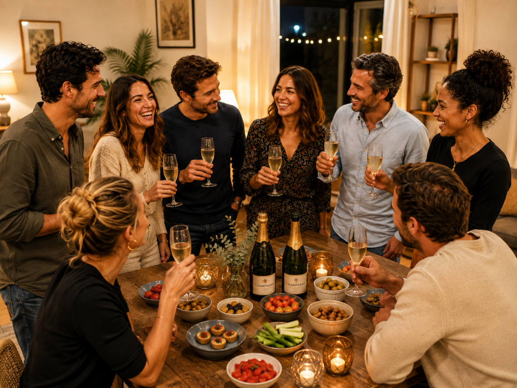 apéritif entre amis au champagne