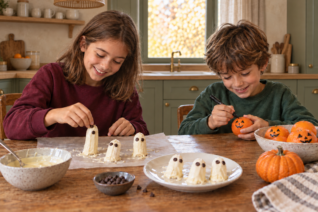 enfants faisant une activité spéciale Halloween