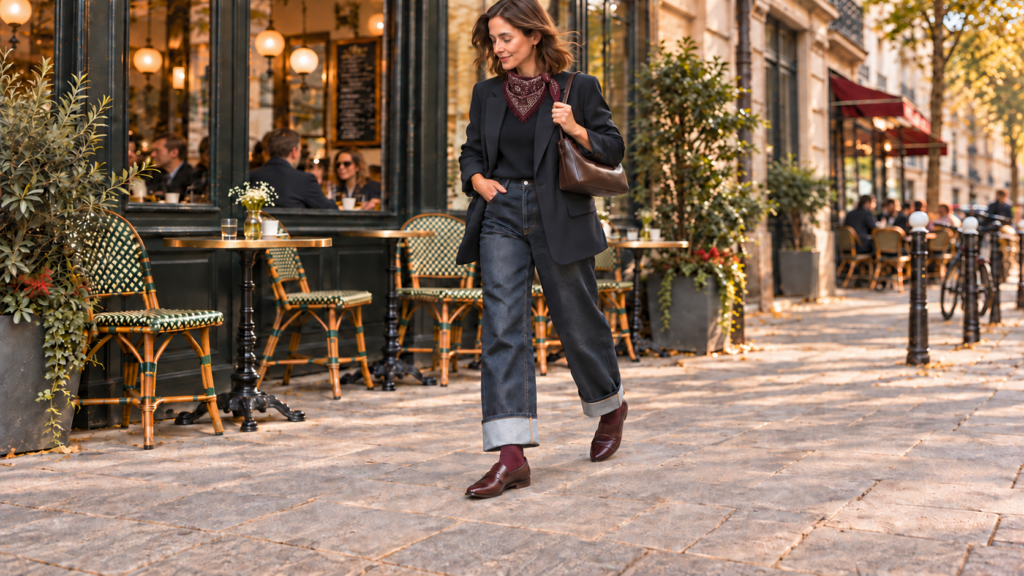femme en ville avec des mocassins college bordeaux
