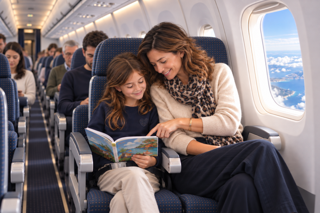 femme en avion avec tenue confortable