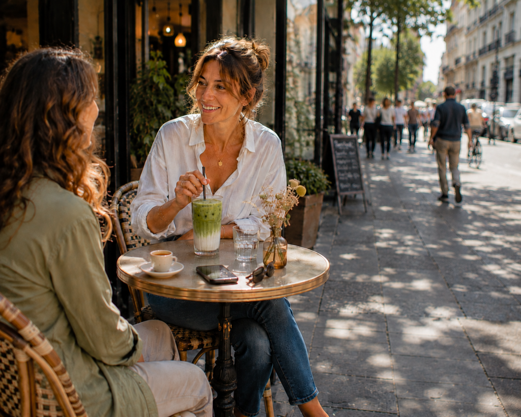 copines buvant un matcha latte