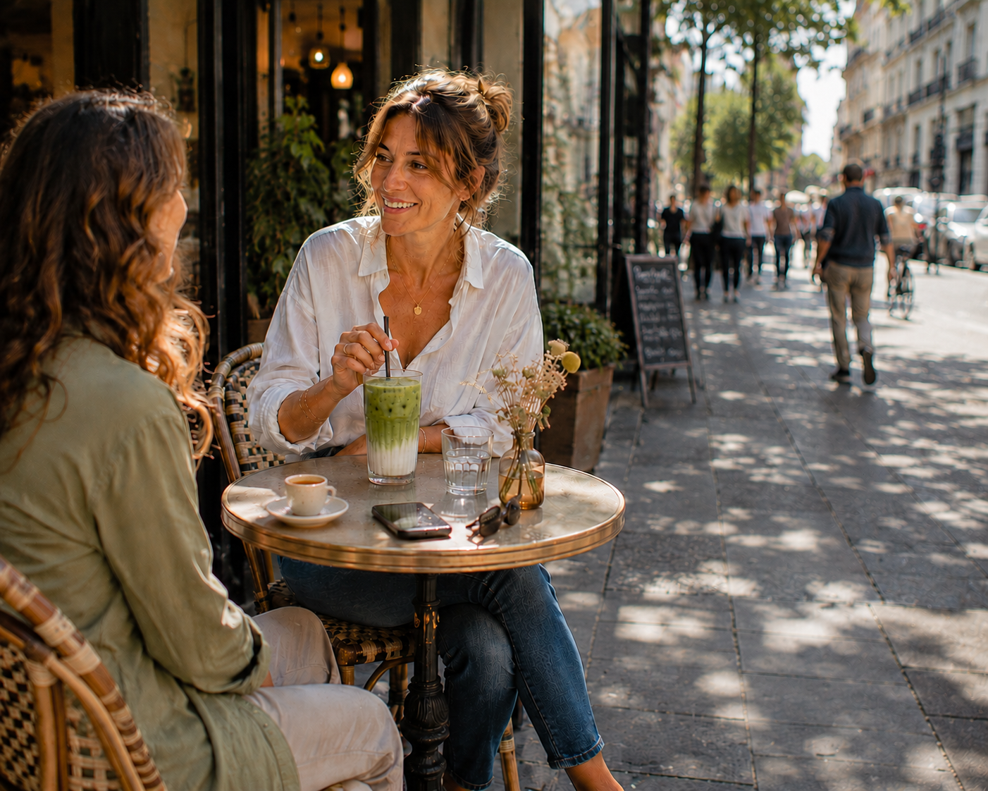 copines buvant un matcha latte