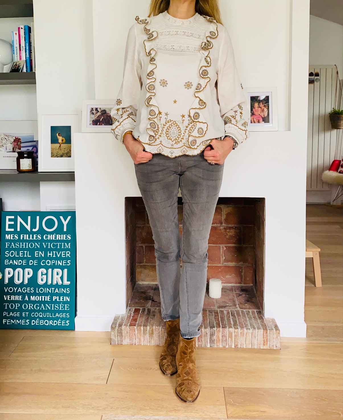 blouse bohème et boots cow-boy - look Femmes Débordées