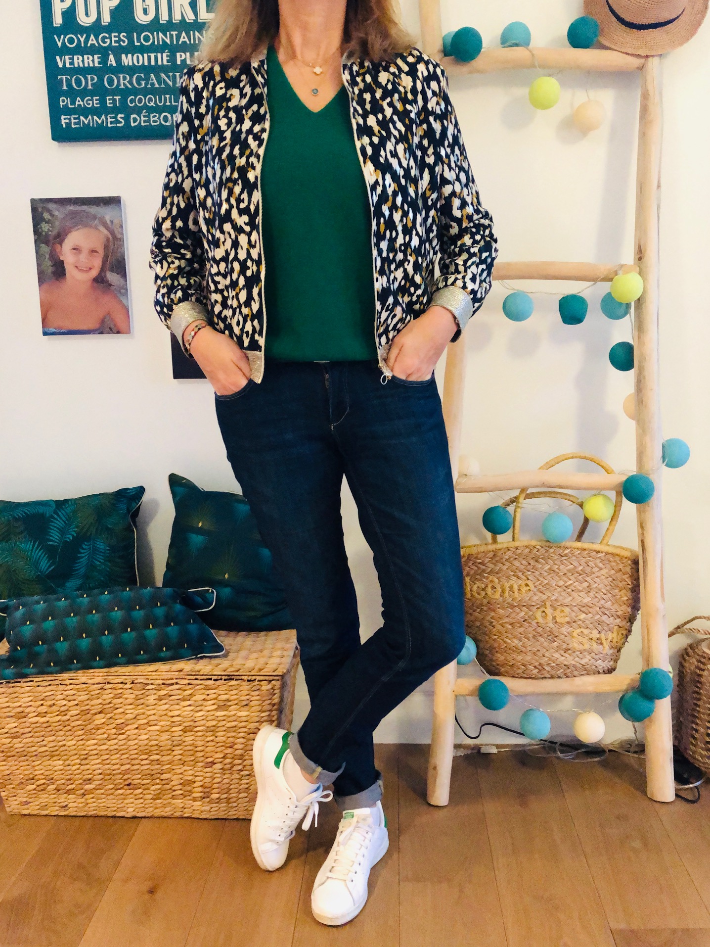 Bomber et pull vert - Look Femmes Débordées