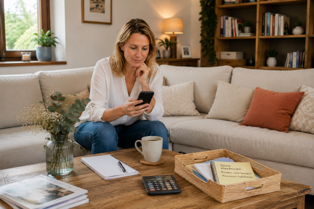 femme faisant des recherches sur son téléphone